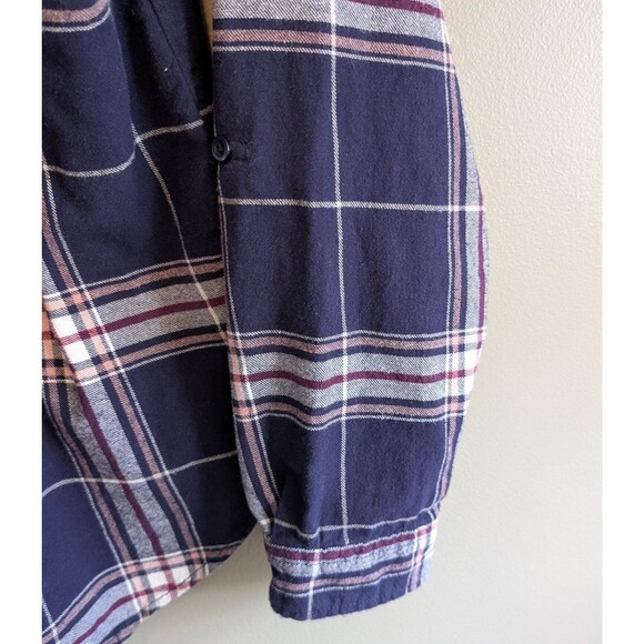 Charlotte Russe Size Large Plaid Button Up Top Womens Blue Flannel Shirt LS L - Picture 5 of 6